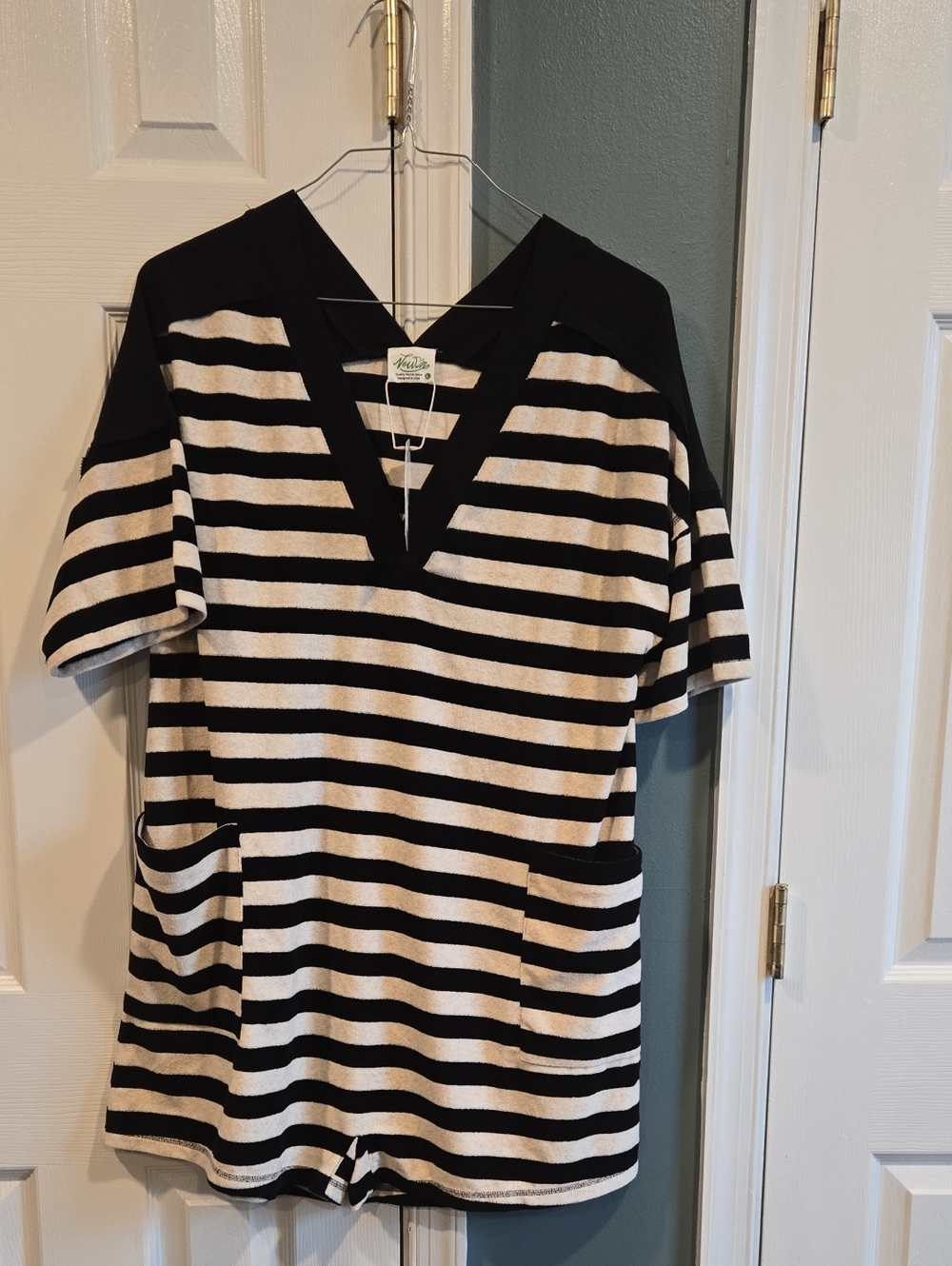 Striped V-Neck Tunic Romper